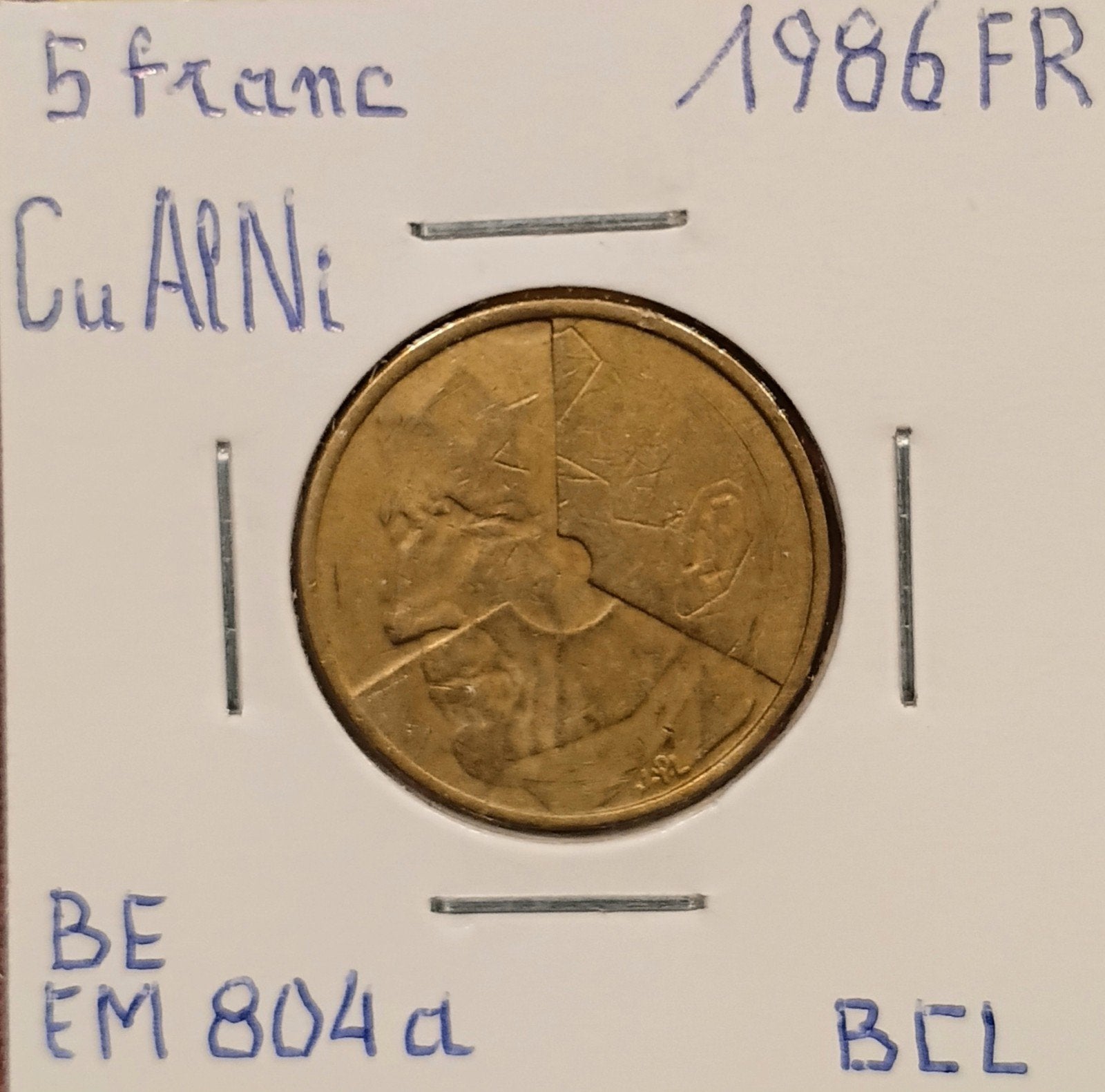Belgique 5 francs 1986 E min streepje     (971), Postzegels en Munten, Munten | België, Ophalen of Verzenden, Losse munt