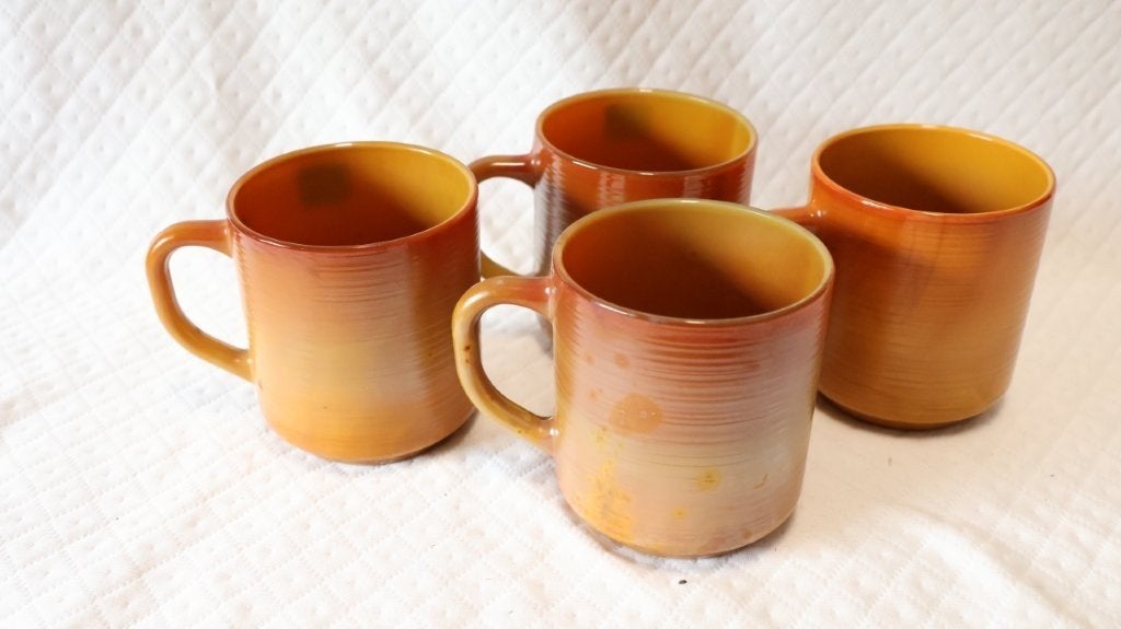 Vintage arcopal Volcan mokken, Ophalen of Verzenden, Glas, Vintage