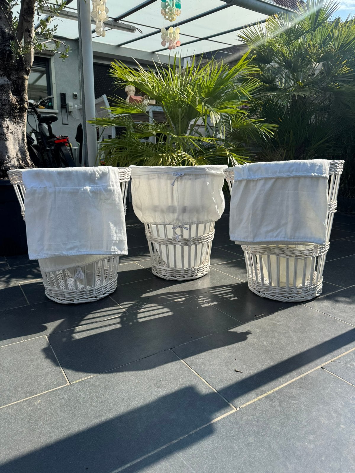 Set van 3 witte rotan wasmanden / opbergmanden, Ophalen, Minder dan 50 cm, Overige typen, Zo goed als nieuw