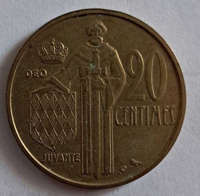 Munt van 20 cent Prinsdom MONACO 1952 Rainier III, Ophalen of Verzenden