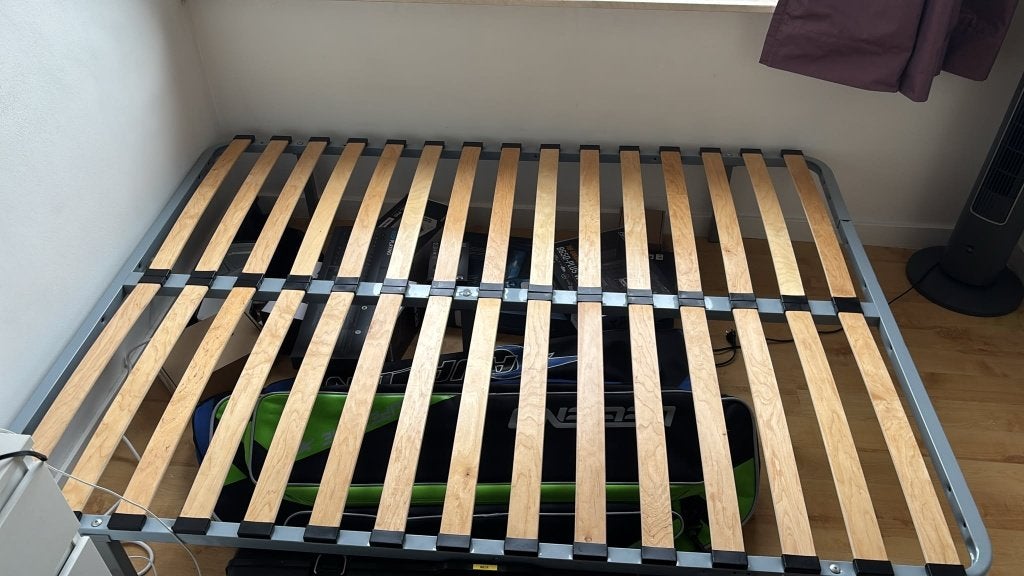 Bed + matras + topper, Maison & Meubles, 140 cm, Enlèvement, Utilisé, Deux personnes