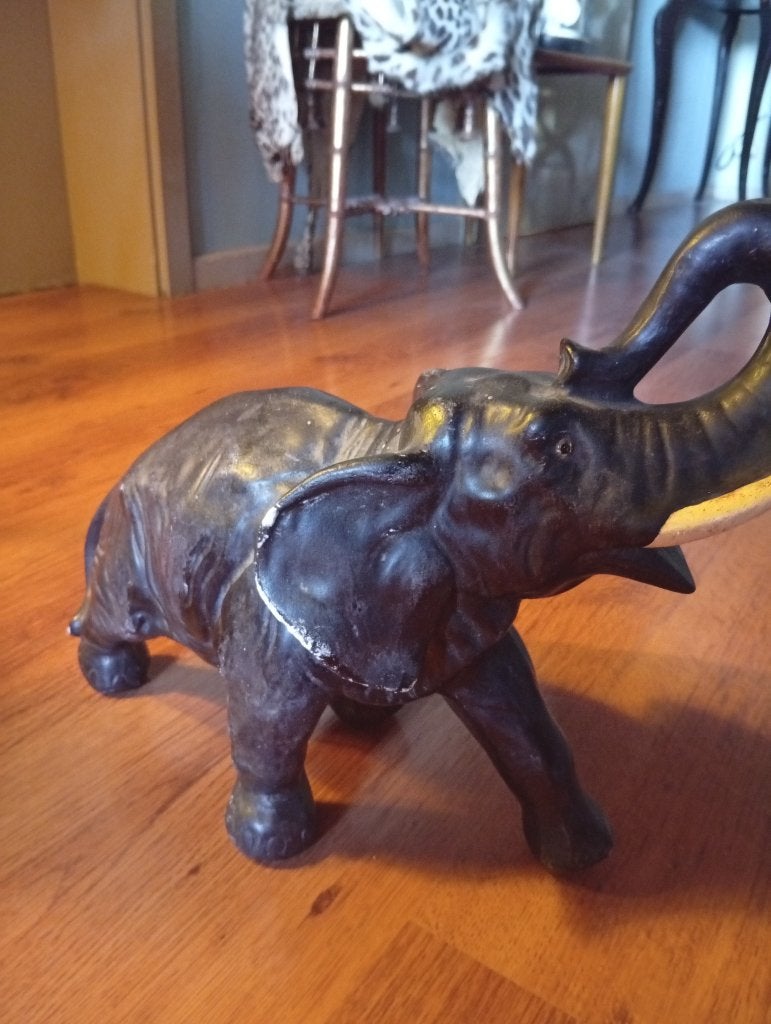 Statue d éléphant en plâtre années 50, Enlèvement, Utilisé, Animal