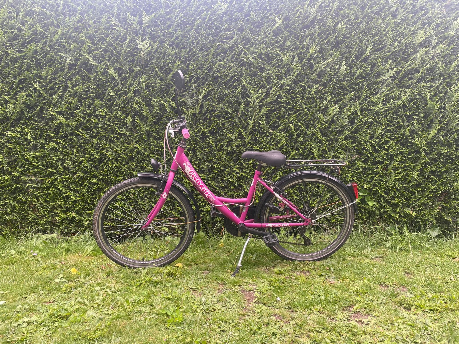 Roze kinderfiets 24, Ophalen, Velgrem, Versnellingen, Gebruikt