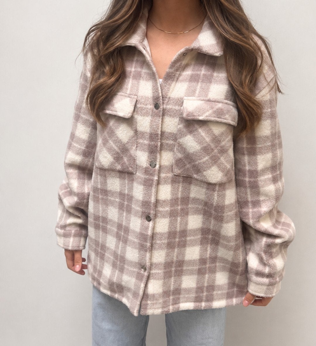 JDY Zachte Fleece Shacket / Overhemdjas Geruit Beige- Maat L, Beige, Maat 42/44 (L), Ophalen of Verzenden, Zo goed als nieuw