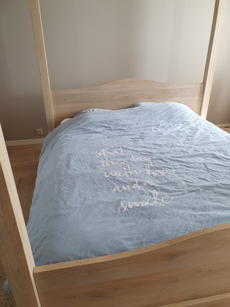 Hemelbed - Dubbel bed, Ophalen, Gebruikt, Beige, 180 cm