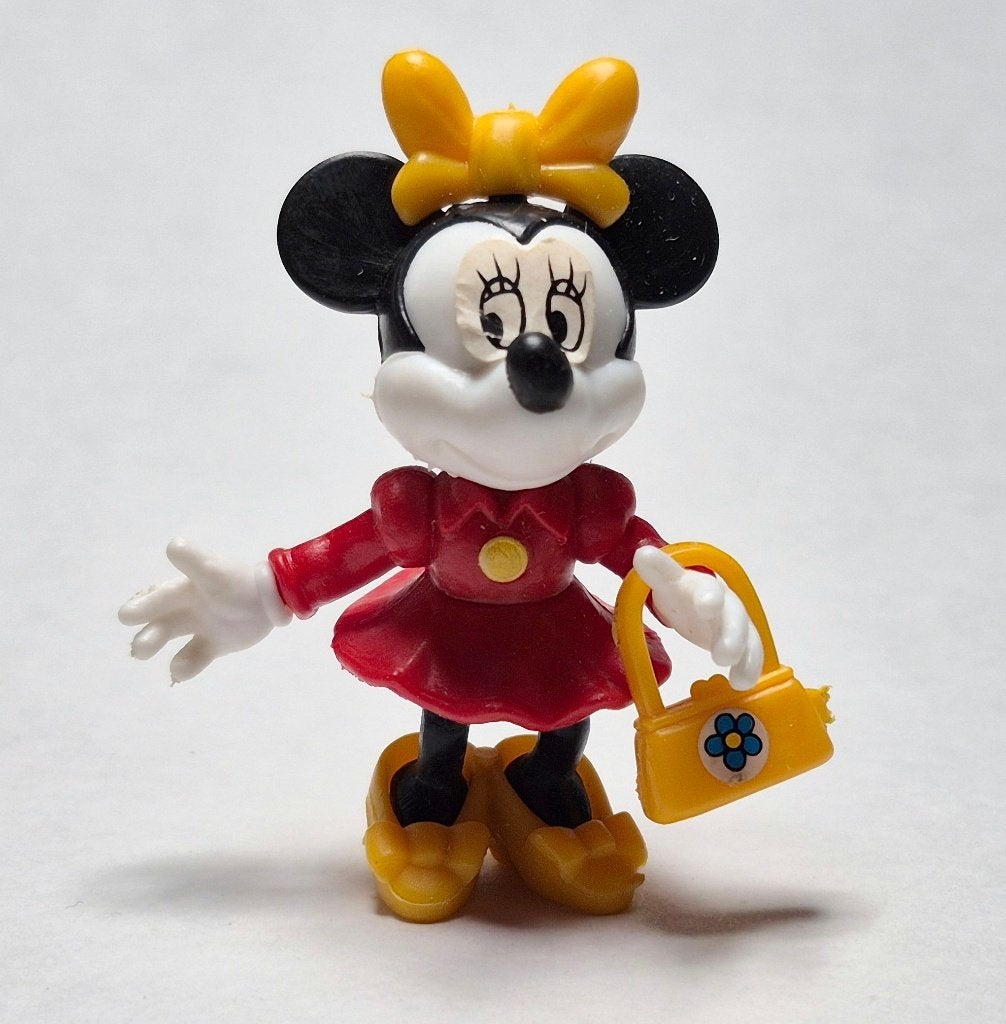 Mickey et ses amis 1987  Minnie + sac Bouche fermée, Collections, Enlèvement ou Envoi, Utilisé, Figurines
