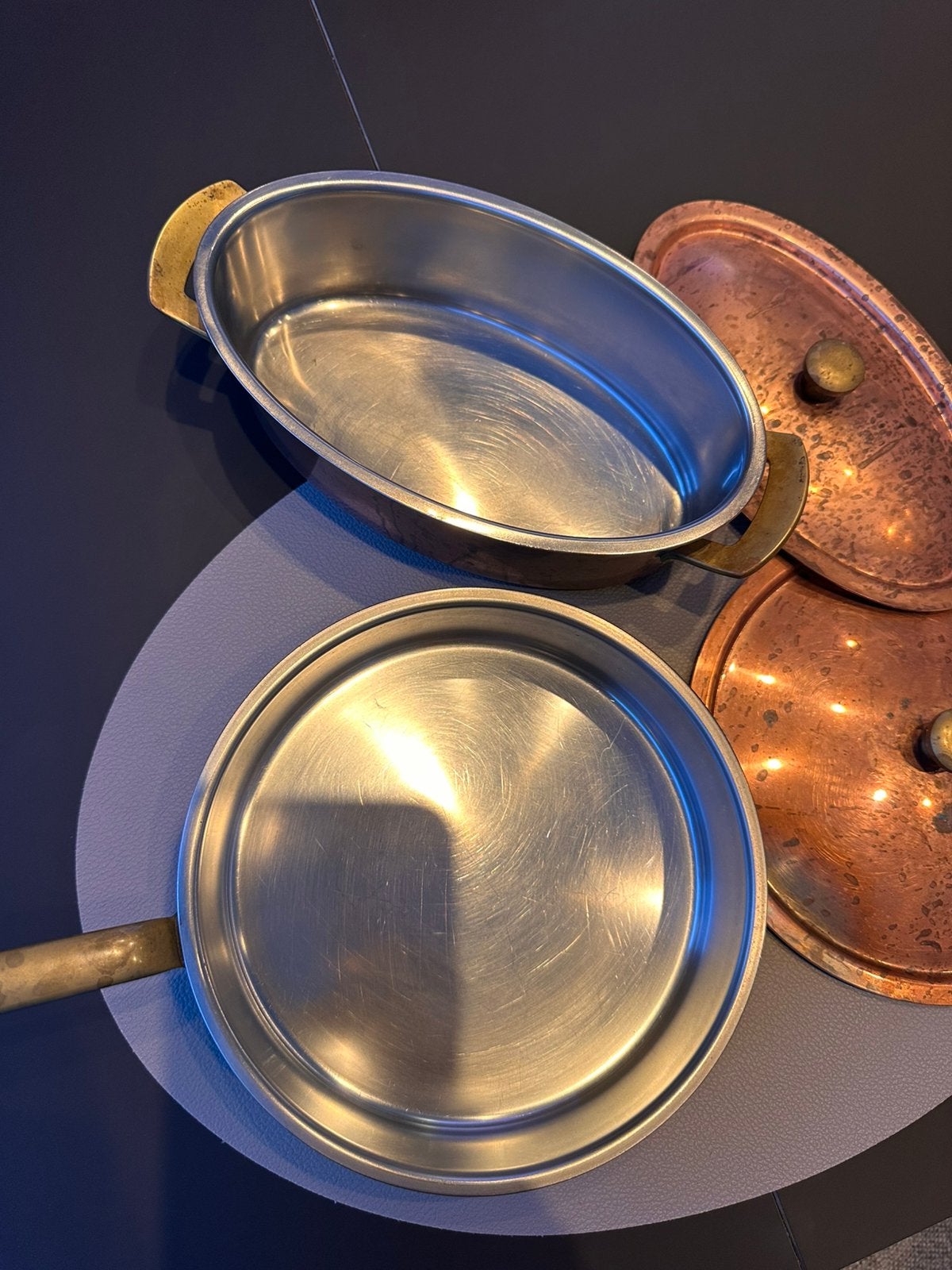 2 koperen saus potten, Ophalen, Gebruikt