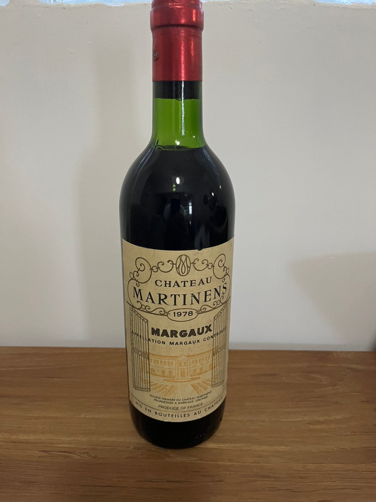 Vin MARGAUX Château MARTINENS 1978, Collections, Enlèvement ou Envoi, Comme neuf
