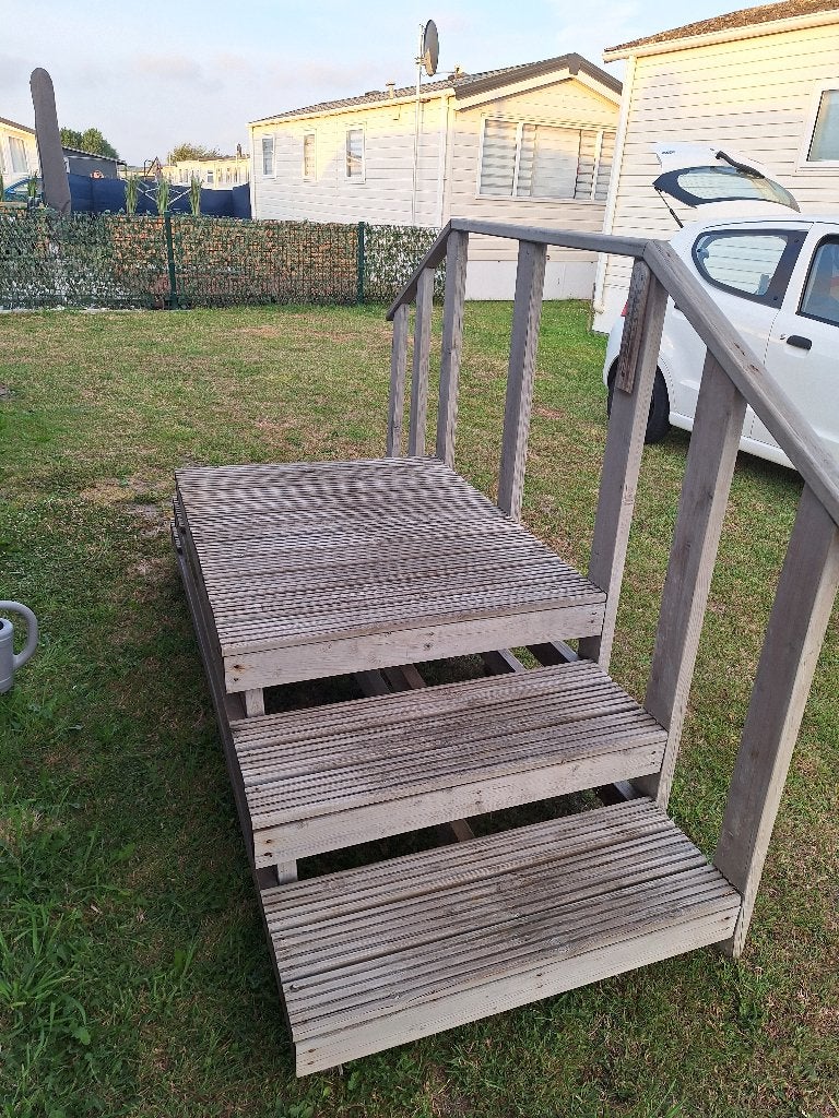 Houten trap voor caravan bankirai..., Ophalen, Gebruikt