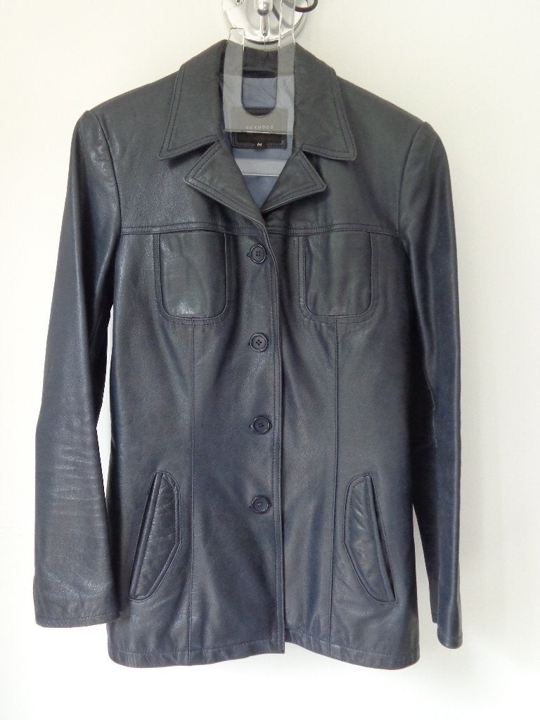Oakwood - Veste en cuir bleu/gris foncé - S/M - Super état, Taille 38/40 (M), Enlèvement ou Envoi, Comme neuf, Oakwood