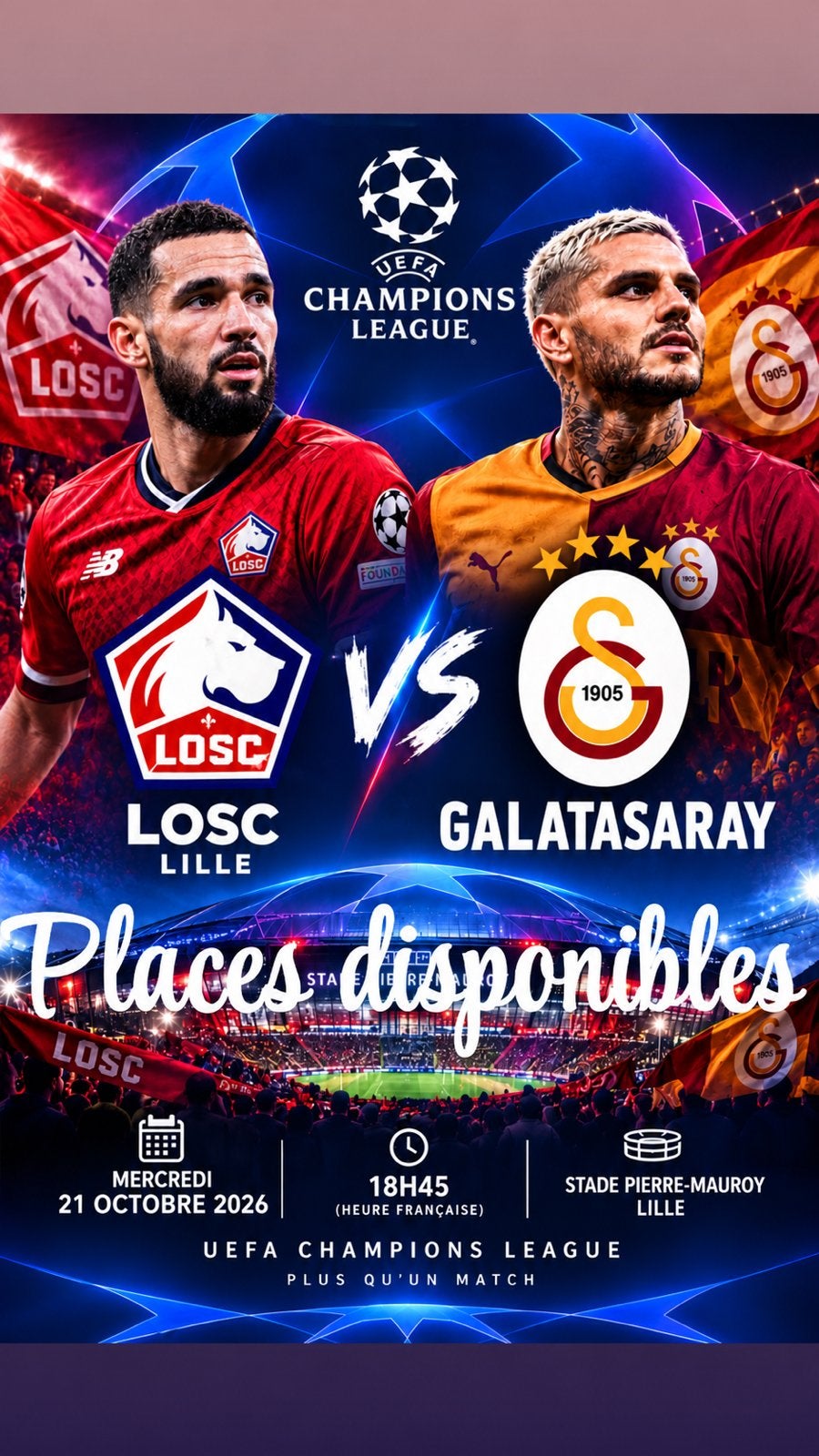 Match LDC LOSC VS GALATASARAY, Tickets & Billets