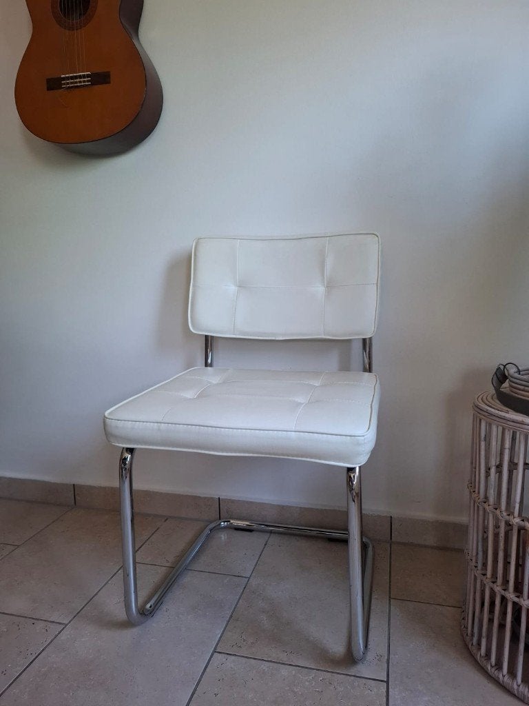 chaises de salle à manger, Vintage, Enlèvement, Blanc, Cuir