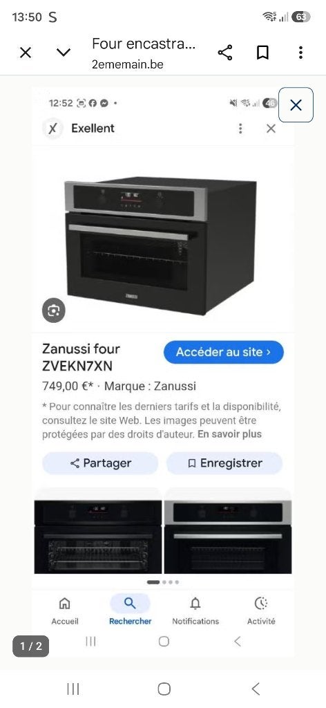Four encastrable zanussi, Electroménager, Neuf, Enlèvement, Four, Encastré