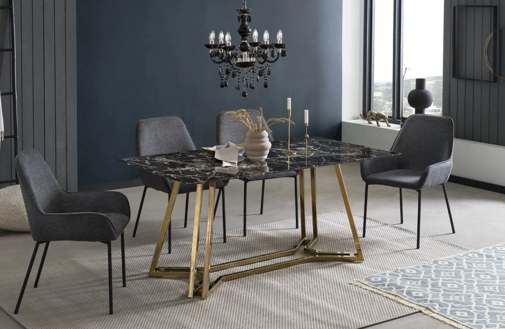 Table à manger design avec 4 chaises, Enlèvement ou Envoi, Comme neuf, Métal