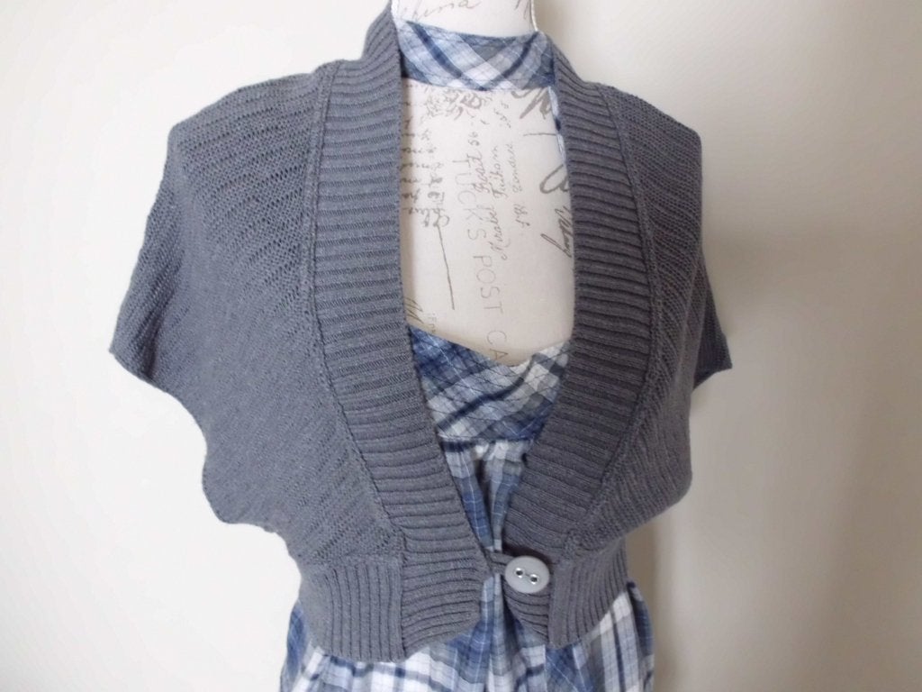 grijs wollen bolero, Ophalen, Gedragen, Maat 38/40 (M), Grijs