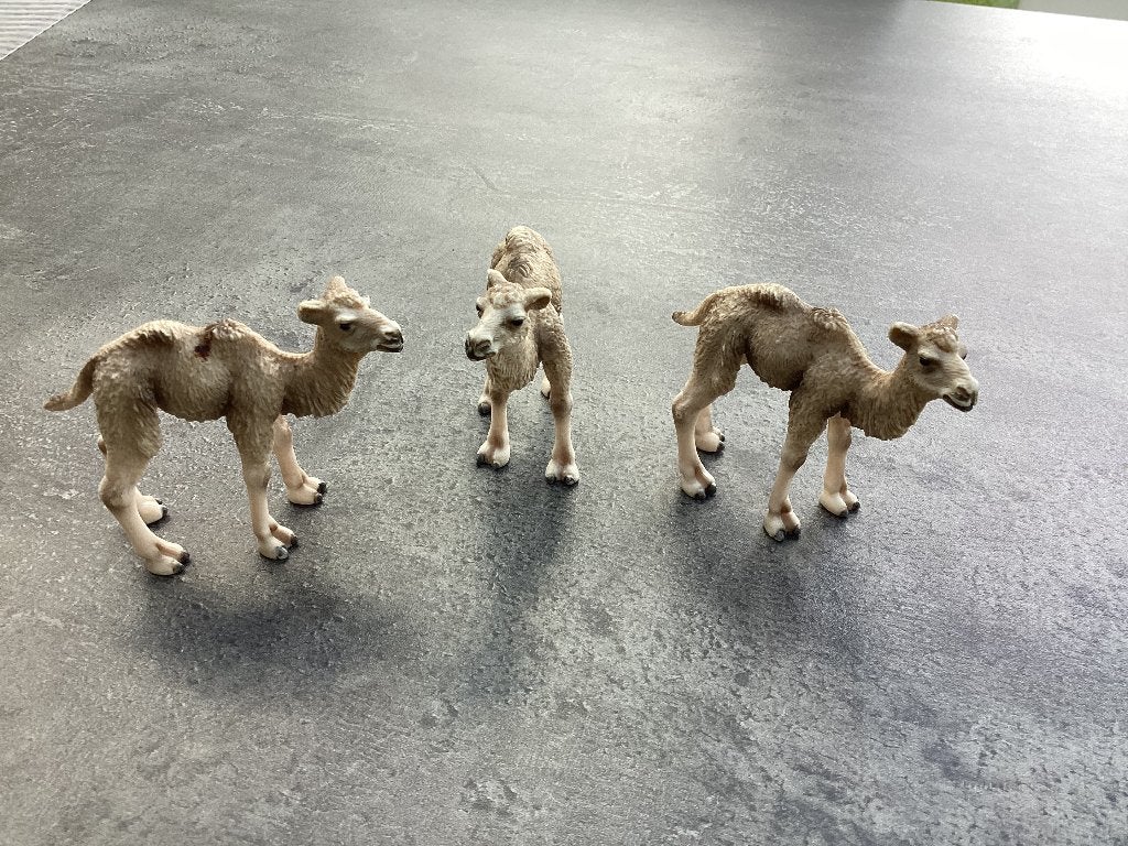 Lot de 3 figurines Schleich, petits chameaux de Bactriane, Enlèvement ou Envoi, Comme neuf, Animal