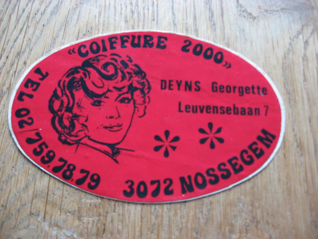 Coiffure 2000 Nossegem Vintage Sticker, Enlèvement ou Envoi, Neuf, Société ou Association