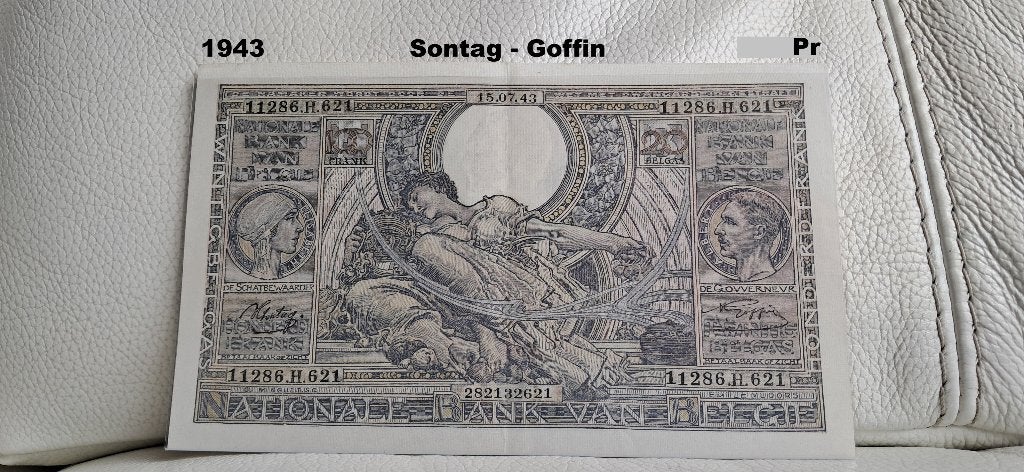 100 frank of 20 belgas 1943 - Vlaams, Verzenden, Los biljet