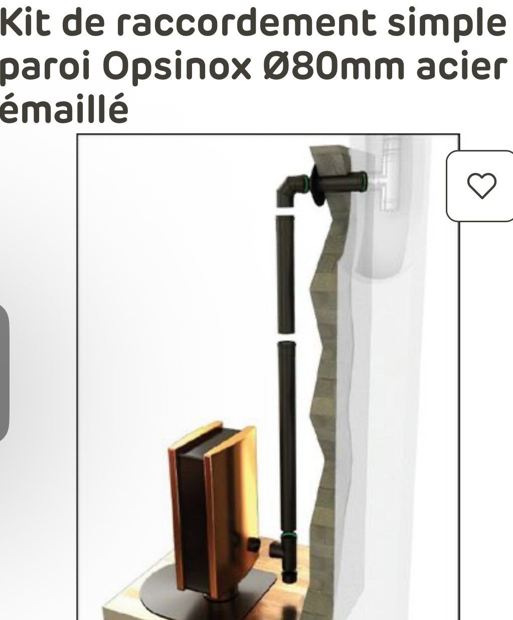 Kit de raccordement simple paroi pour pellets, Enlèvement, Neuf