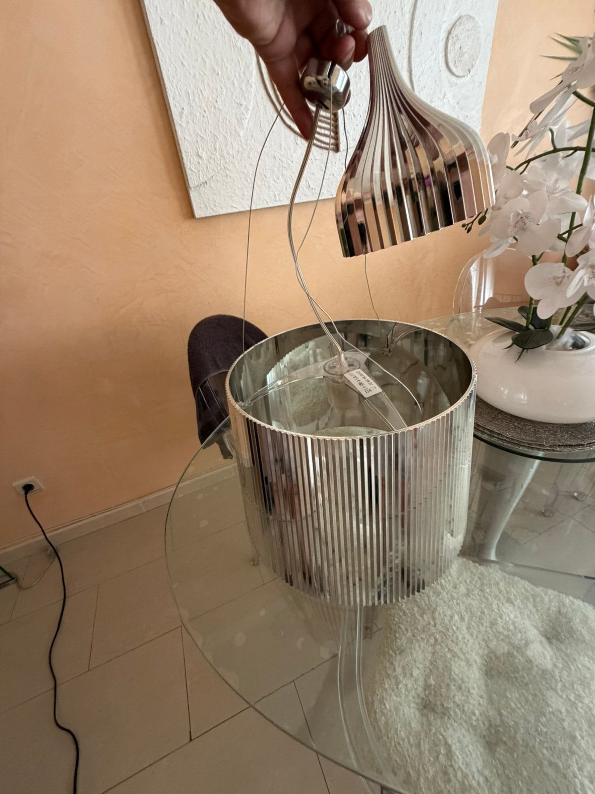 Lustre suspention Kartell ge chrome, Enlèvement, Comme neuf