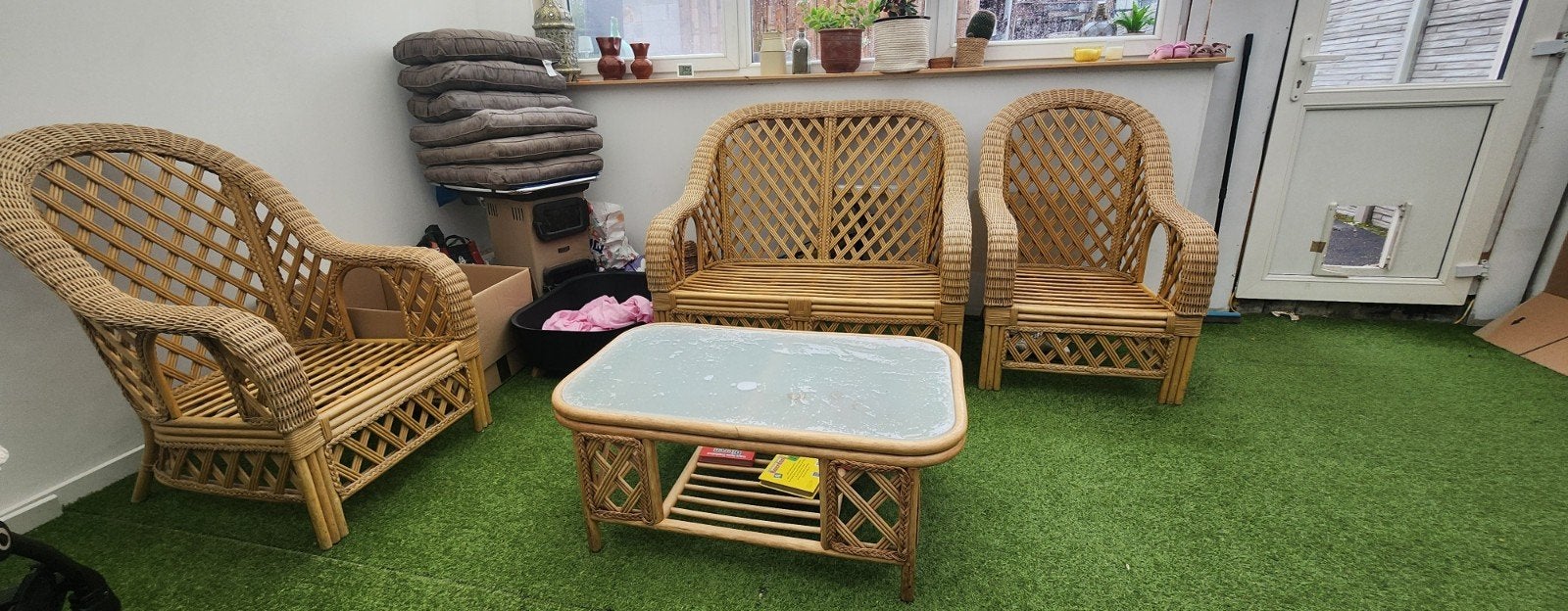 rotan lounge set !!!  zonder kussens !!!, Tuin en Terras, Ophalen, Rotan