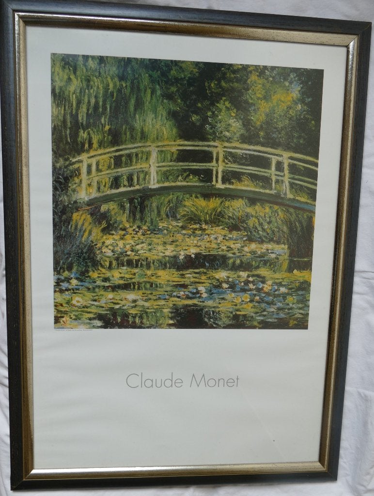 Monet Brug Lilies, cadre derrière une vitre, Encadré, Enlèvement ou Envoi, Paysages, Autre technique