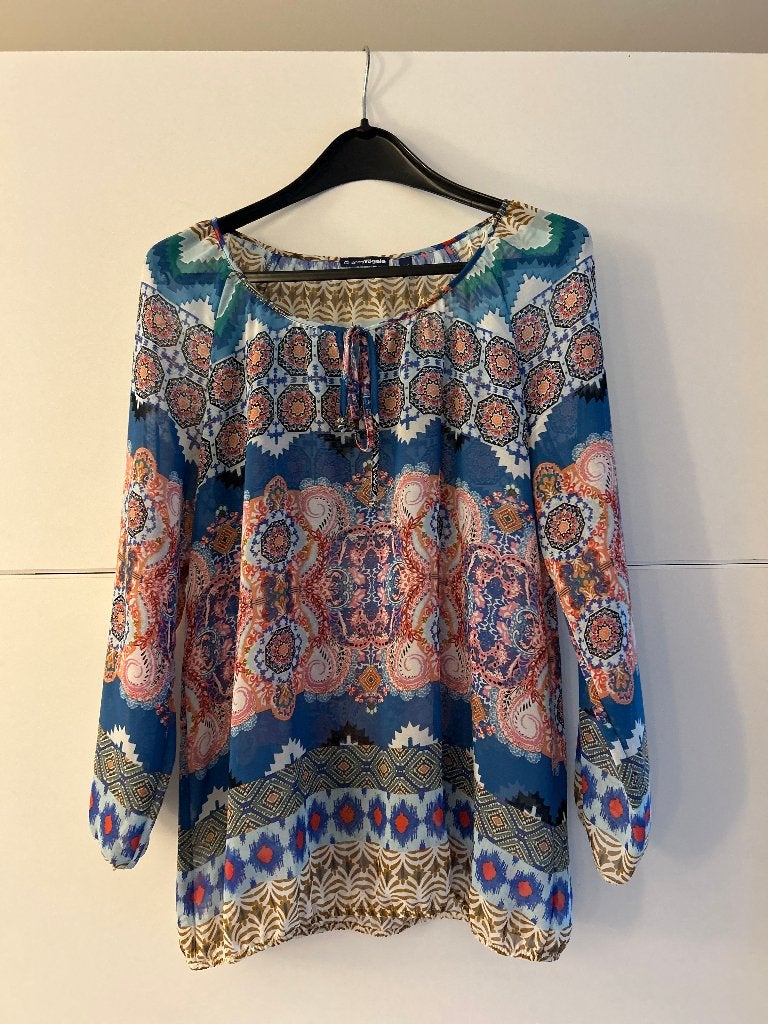 Charles Vögele blauwe blouse met print, Taille 42/44 (L), Enlèvement ou Envoi, Comme neuf, Charles Vögele