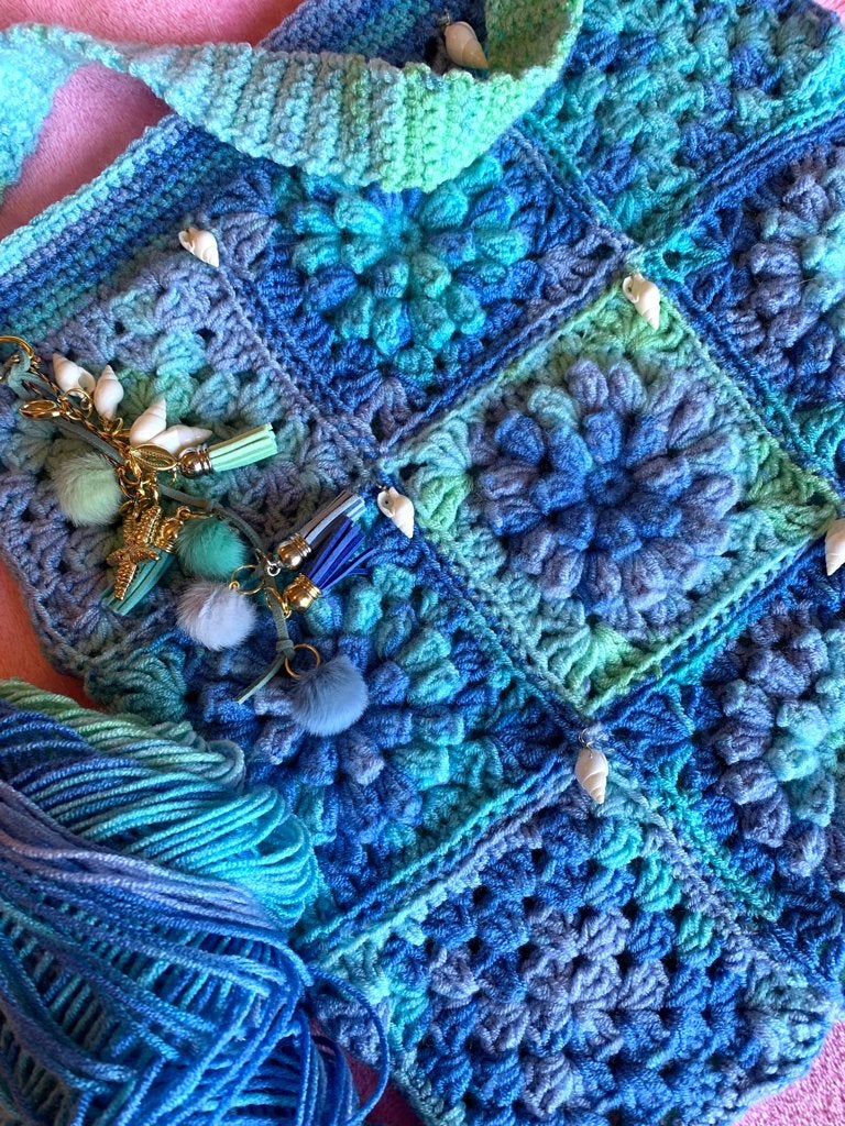 Sac crocheté à bande croisée, fabriqué à la main par Anne !, Envoi, Neuf, Bleu, Autres marques