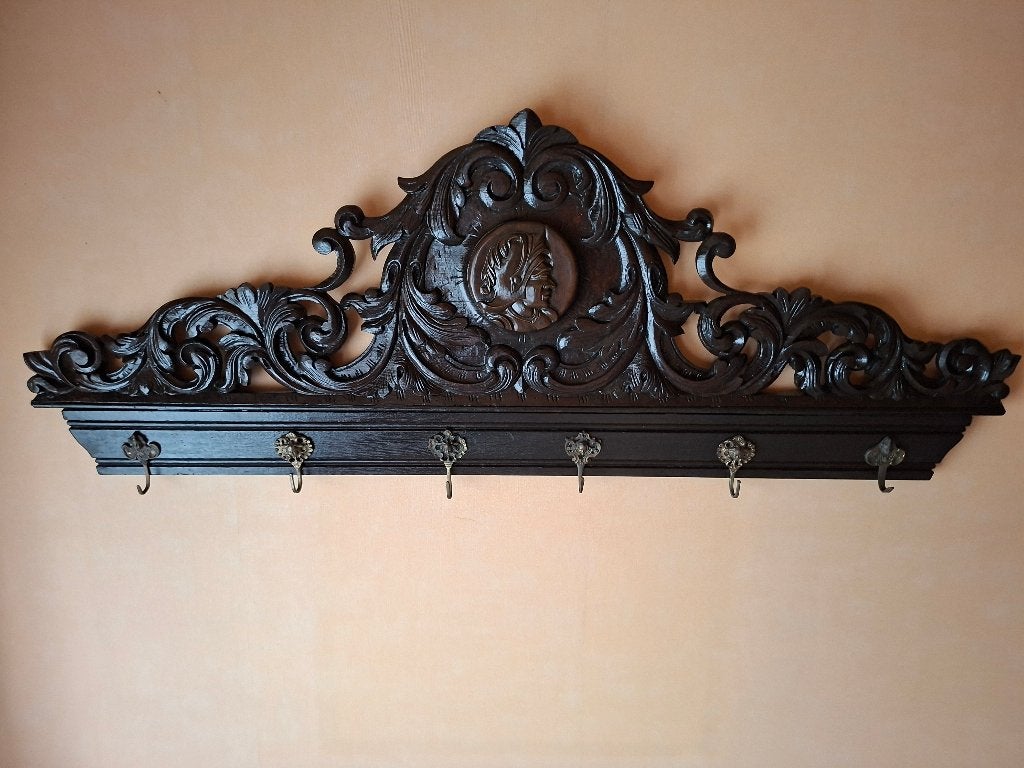 Vintage: Porte-manteau mural (138 cm) . Boiseries sculptées, Maison & Meubles, Enlèvement, Bois, Portemanteau mural