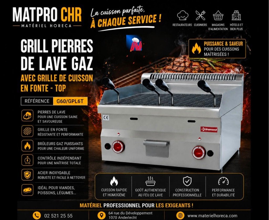 Grill pierres de lave gaz, Tuin en Terras, Ophalen of Verzenden, Nieuw