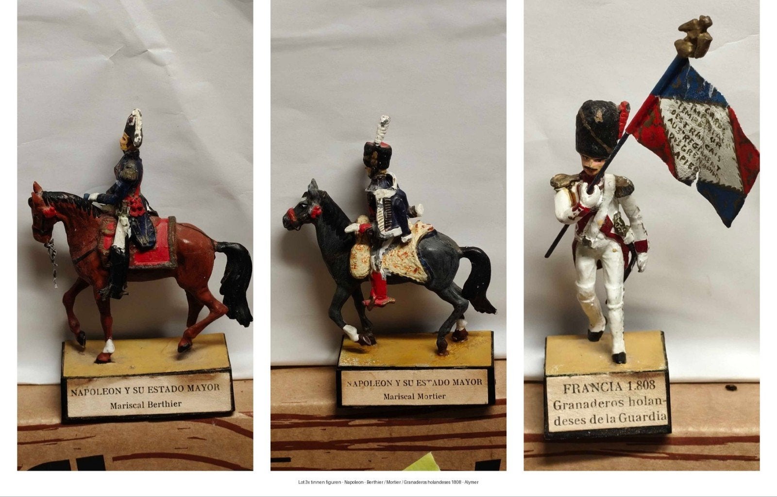 Lot de 3 soldats d'époque en étain Napoléon - Alymer - Maris, Collections, Enlèvement ou Envoi, Utilisé