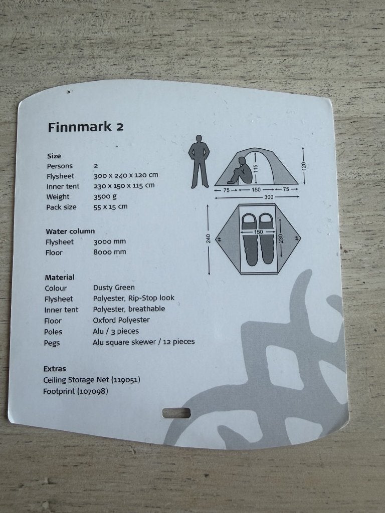 Nordisk Finnmark 2 PU-wandeltent, Ophalen of Verzenden, Zo goed als nieuw, Tot en met 2