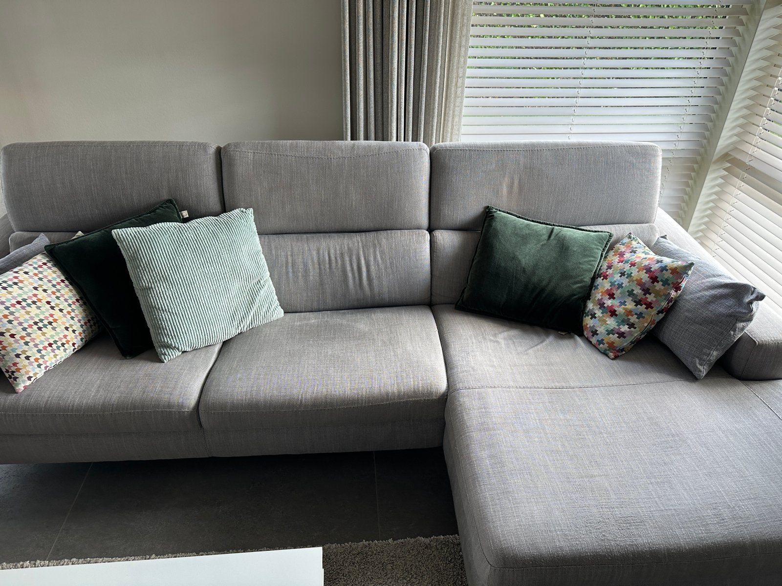 Zetel met longchair te koop, Ophalen, Gebruikt, Stof, Scandinavisch