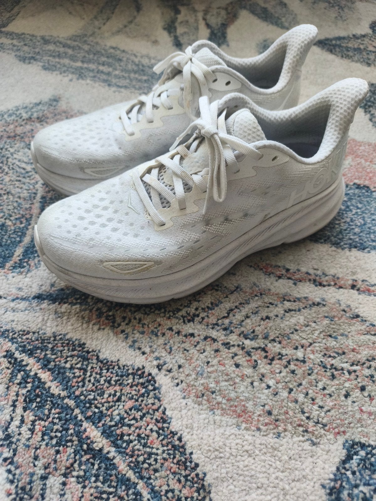 Hoka Clifton 9 All White, Enlèvement ou Envoi, Porté, Hoka, Chaussures de sport