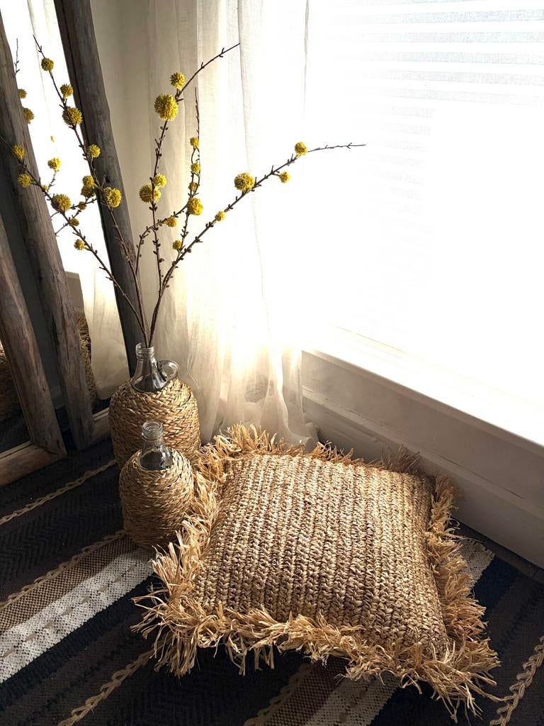 Coussin de style Ibiza et 2 vases, Maison & Meubles, Enlèvement, Comme neuf
