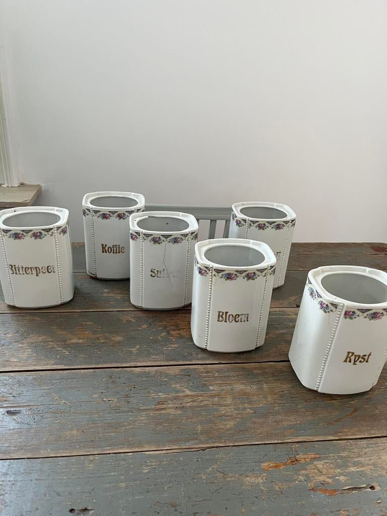 ANTIEKE VOORRAADPOTTEN 6 STUKS KEUKEN, Ophalen of Verzenden