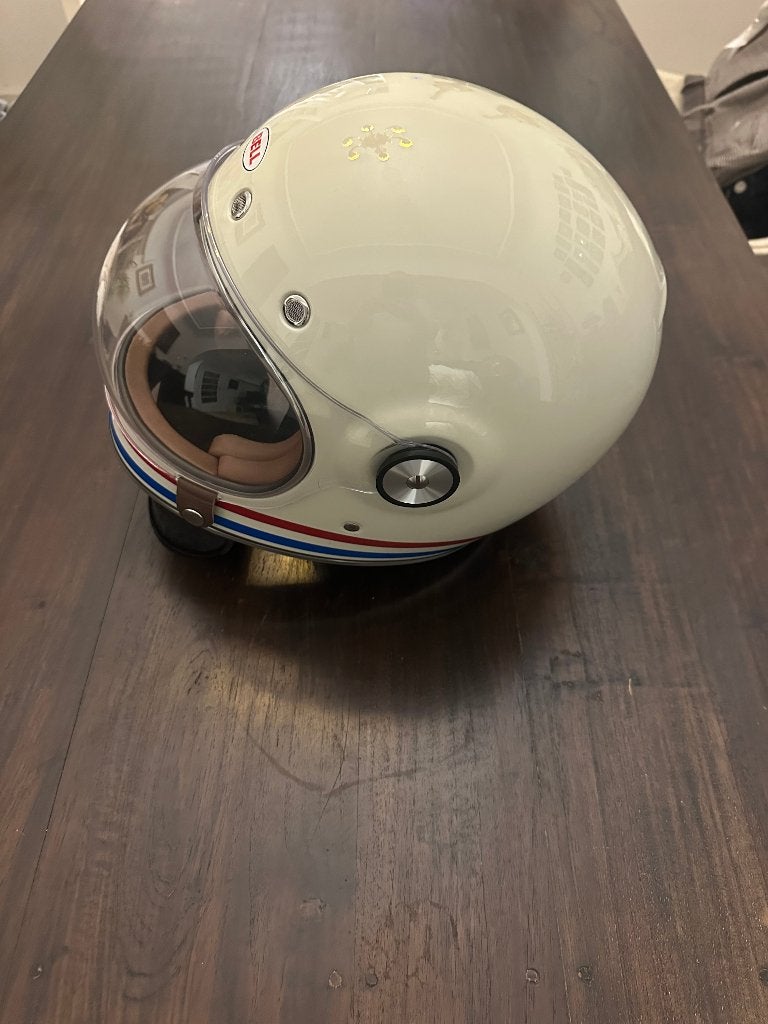 Helm Bullitt DLX Stripes Pearl White, Motoren, Kleding | Motorhelmen, Ophalen, Heren, XL, Nieuw zonder kaartje