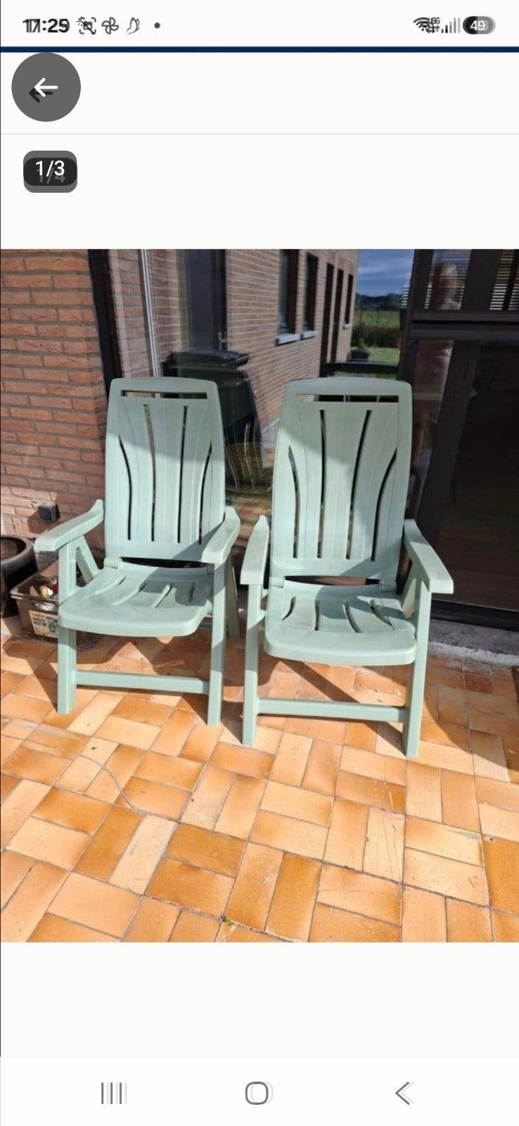 2verstelbare tuinstoelen, groen, zeer goede staat, Tuin en Terras, Ophalen