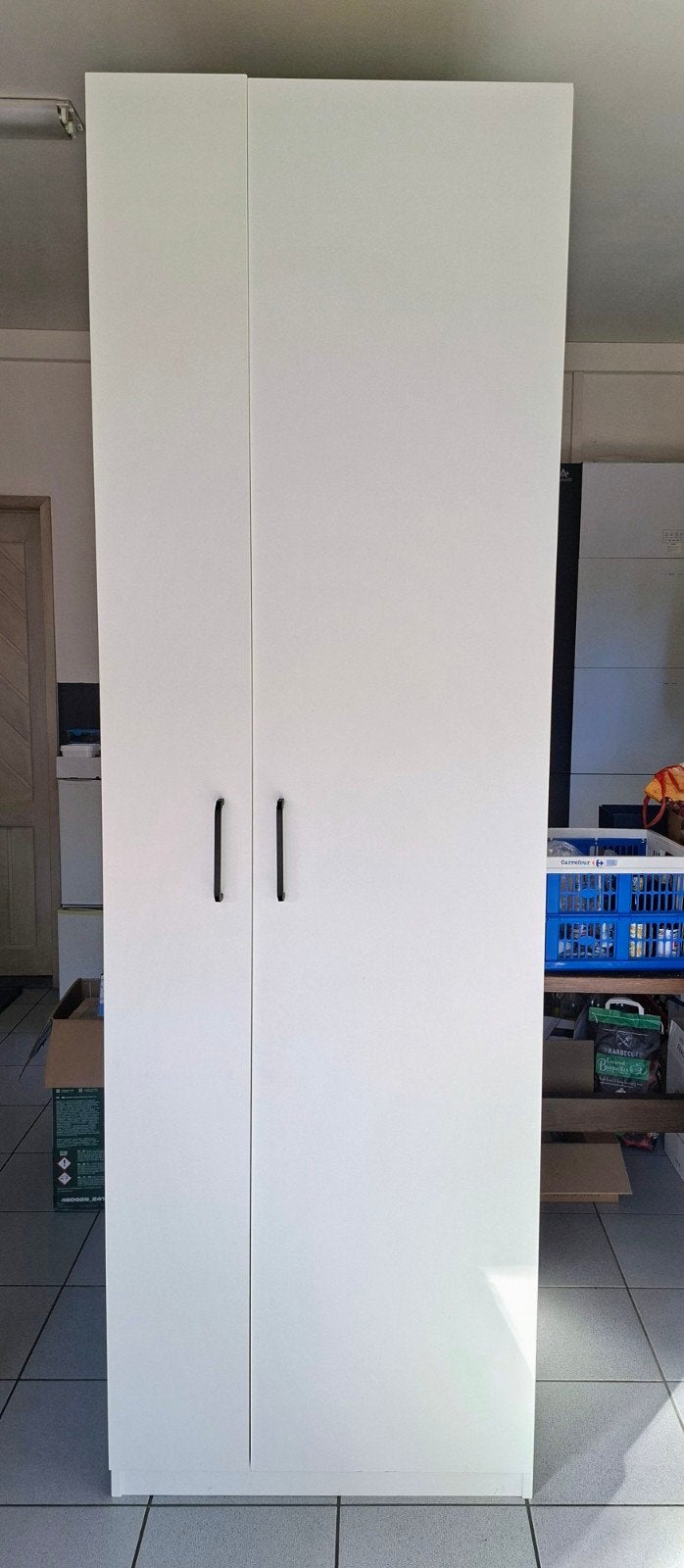 Witte kast voor jassen, schoenen, mutsen...., Ophalen, 100 tot 150 cm, 200 cm of meer, Zo goed als nieuw