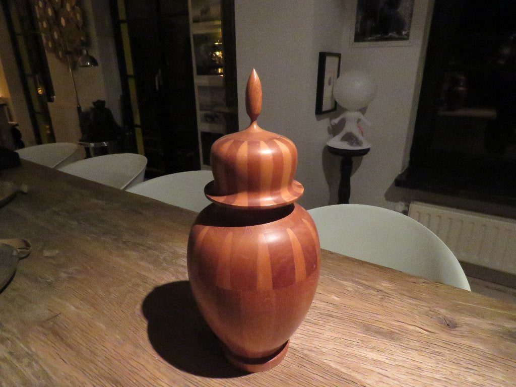 Vase et couvercle en bois Bonami De Coene Frères, Enlèvement ou Envoi