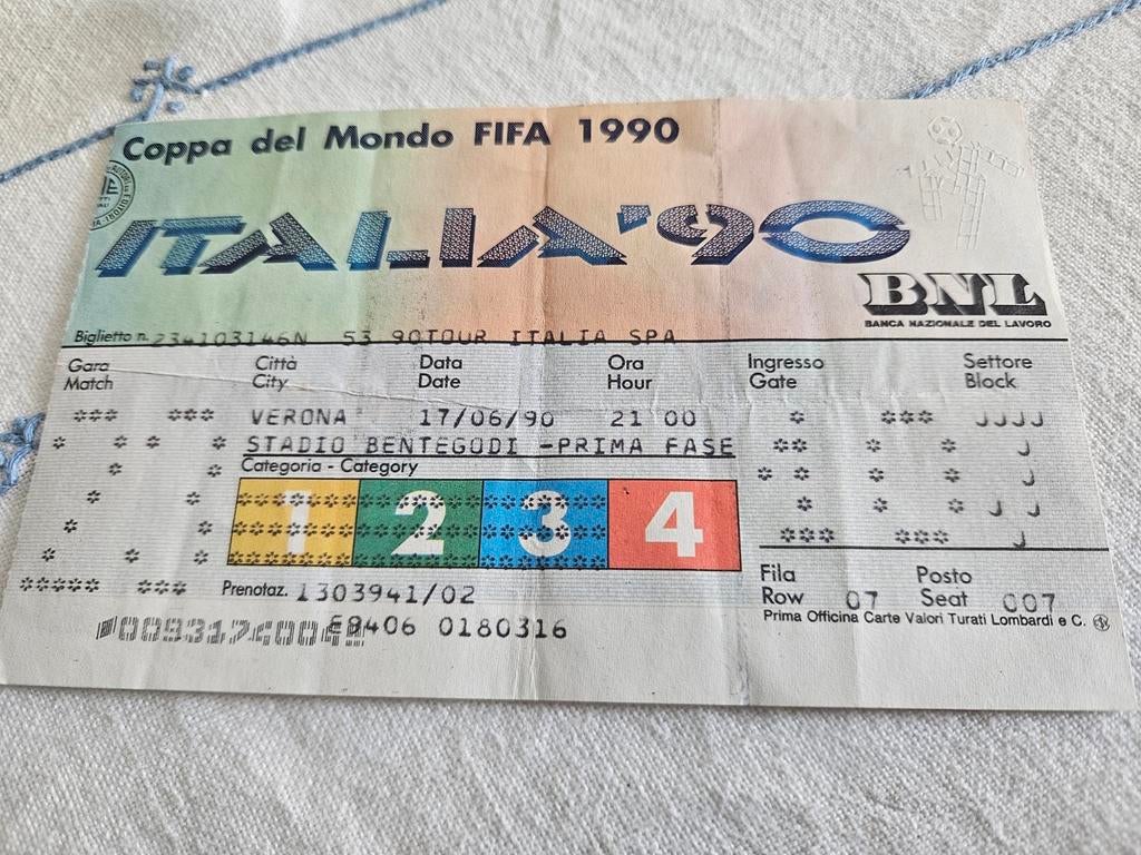 Wk ticket Italie 1990, Verzamelen, Verzenden