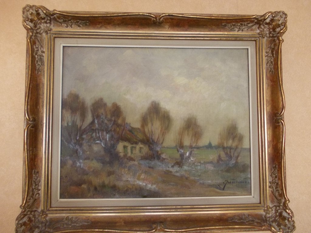 Schilderij Jan Maes (1876-1974), Ophalen, Overige stijlen, Doek, Landschap