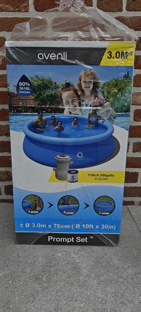Avenli - Rond Opblaasbaar Zwembad 300cm met Filterpomp, Tuin en Terras, Ophalen, Opblaaszwembad, Rond, Zo goed als nieuw