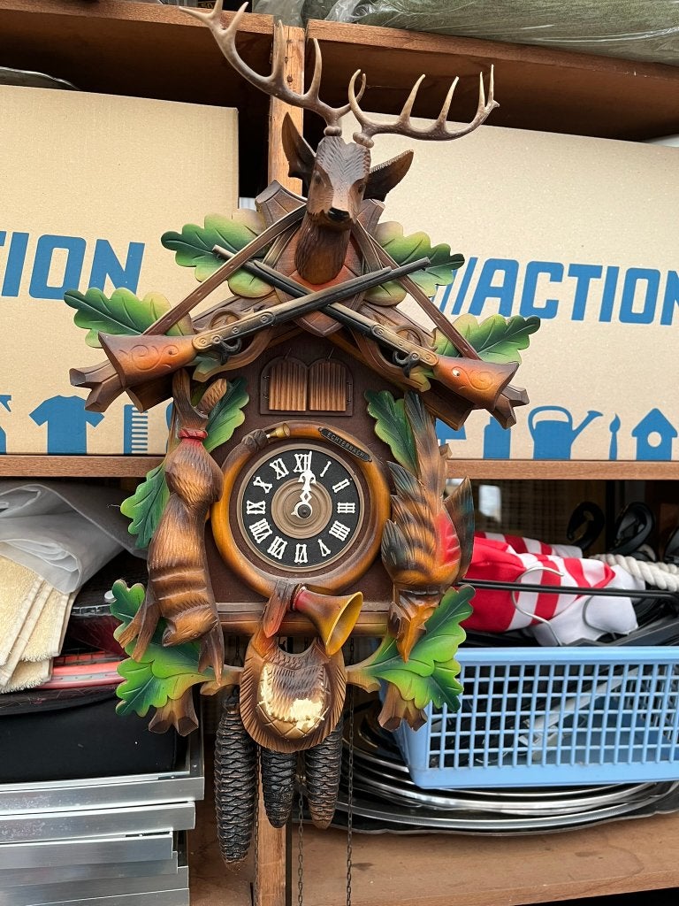 Horloge à coucou de chasse vintage forme de cerf de la Forêt, Antiquités & Art, Enlèvement