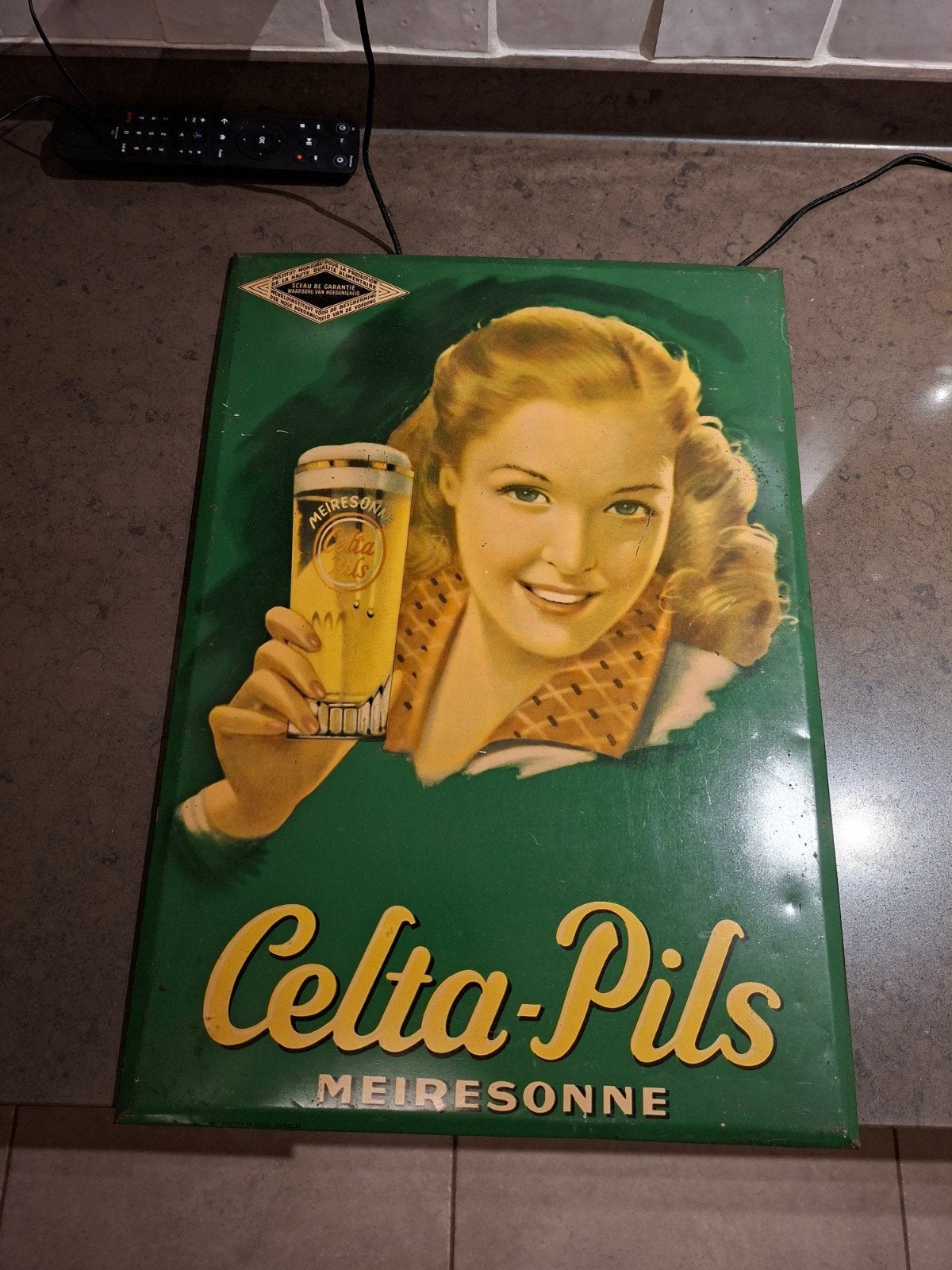 Metalen Reclame Celta - Pils Meiresonne 1957, Ophalen of Verzenden, Gebruikt, Reclamebord