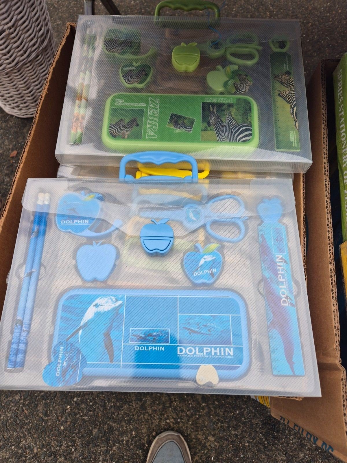 Etui potlood slijper schaar latje plakband met dieren print, Diversen, Ophalen