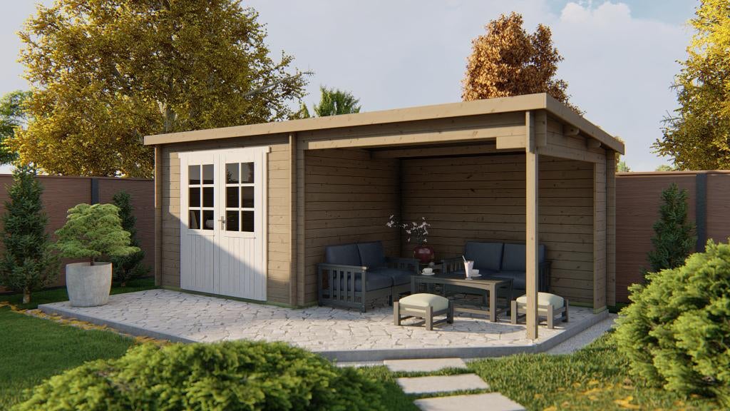 Cabane en rondins - Freddy Garden House | 28 mm | épicéa, Envoi, Neuf