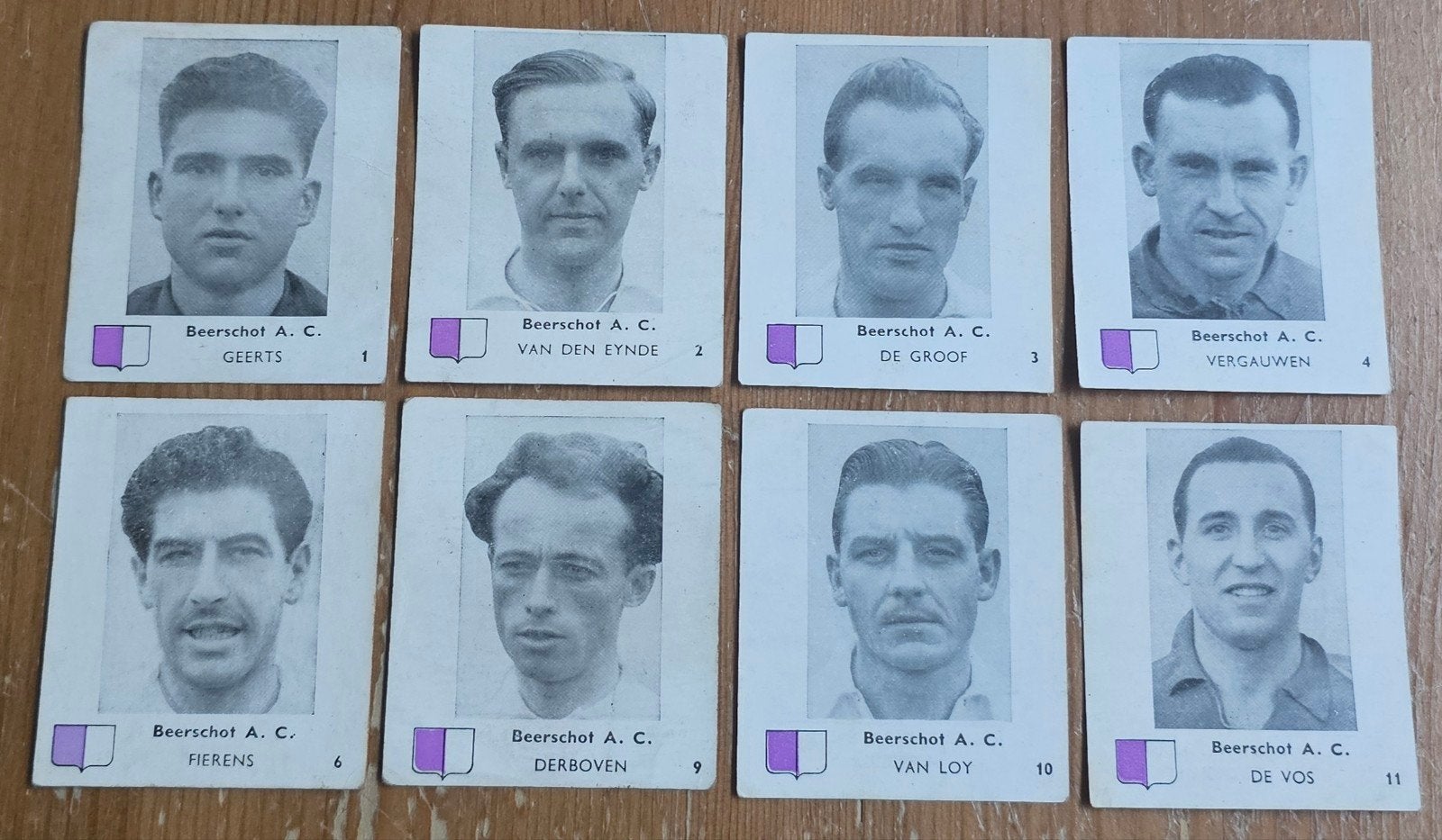 1951 BCG (avant panini) 8 Chromos Beerschot Football, Enlèvement ou Envoi, Utilisé, Plusieurs images