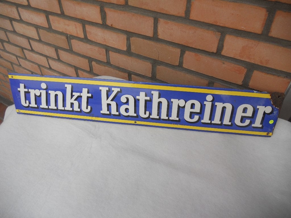 weg is weg : oud emaille bord "Kathreiner", nu 65 euro, Verzamelen, Verzenden, Gebruikt, Reclamebord