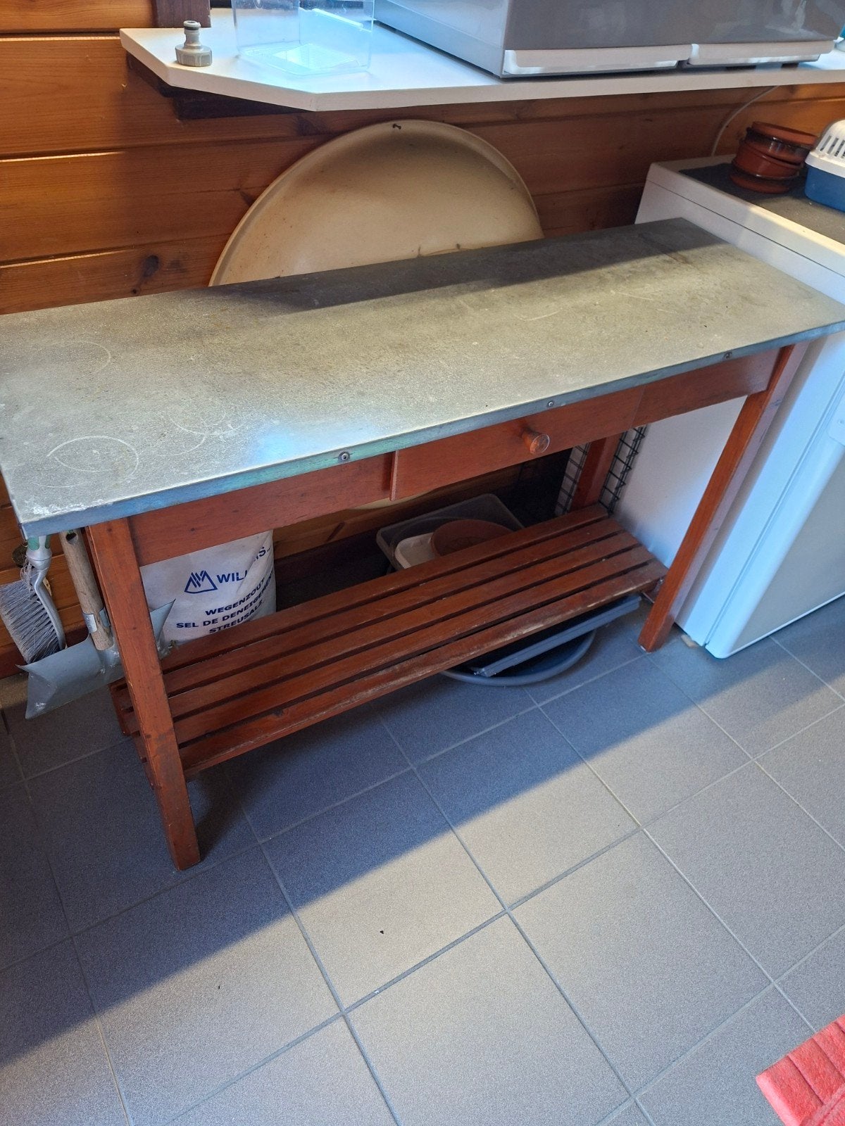 werktafel tuin, Jardin & Terrasse, Tables de jardin, Enlèvement, Comme neuf, Rectangulaire, Bois